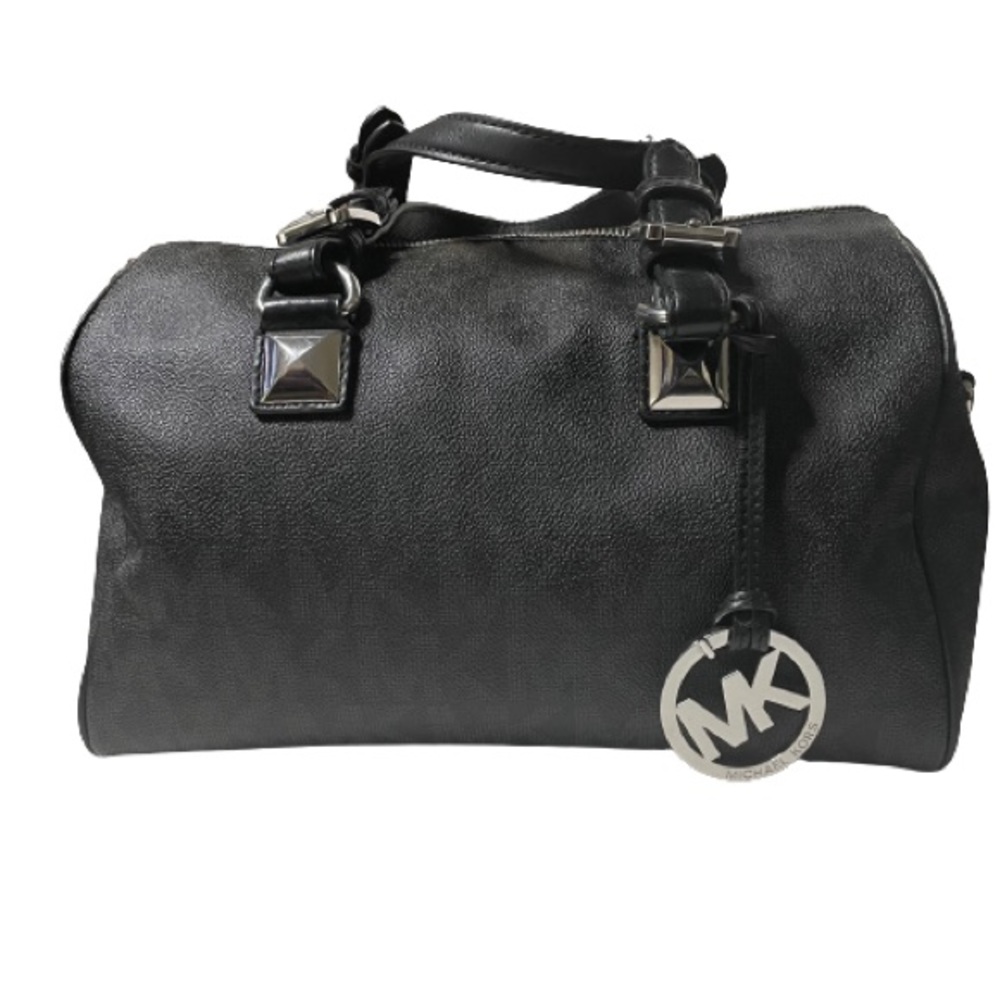 MICHAEL Michael Kors All Black Satchel Medium Logo Covered Bag